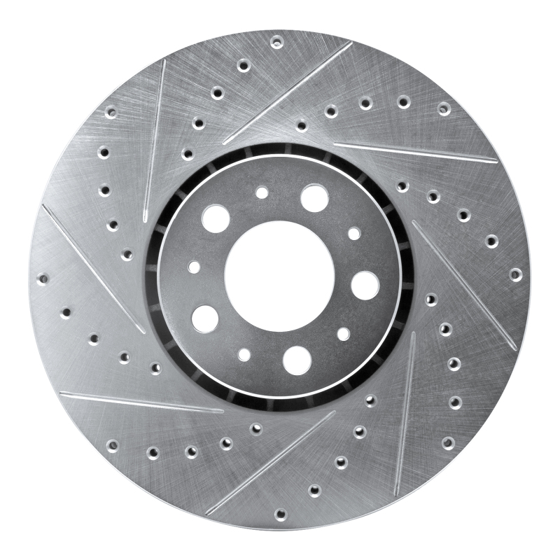 Volvo XC90 Brake Rotor (1) - Front Left - R1 Concepts - Drilled & Slotted - Silver - `03-`14